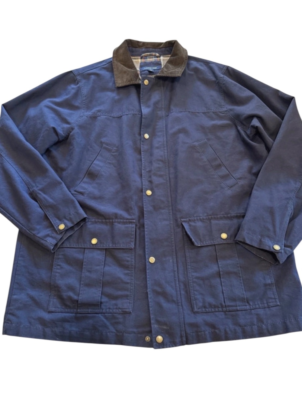 Vintage men’s lands end navy canvas barn chore coat flannel lined